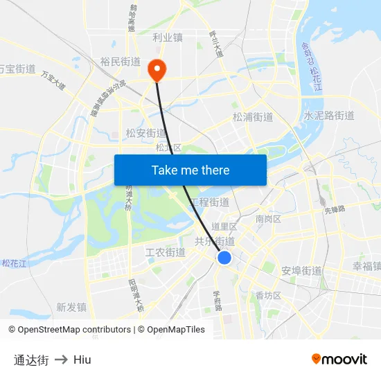 通达街 to Hiu map