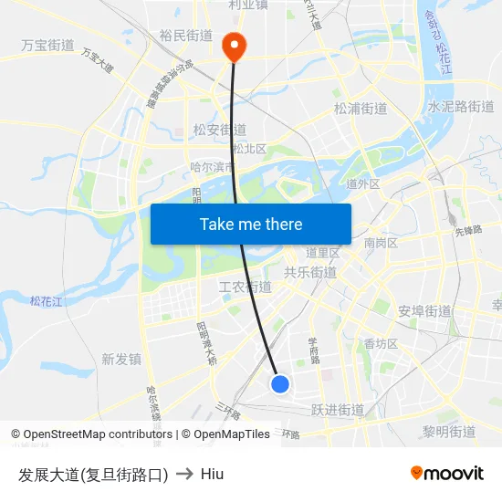 发展大道(复旦街路口) to Hiu map