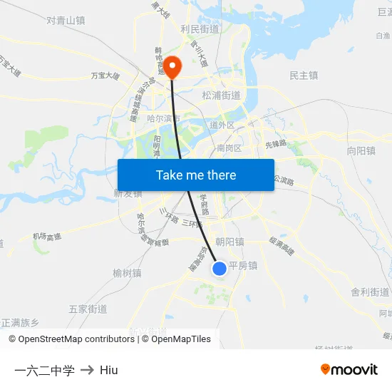 No. 162 Middle School to Hiu map
