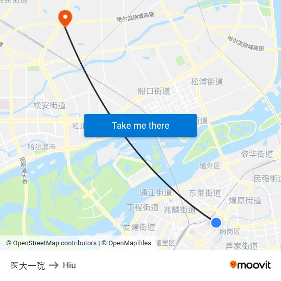 First Hospital of Medical University to Hiu map