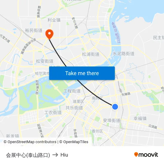 Convention Center (Taishan Road Intersection) to Hiu map