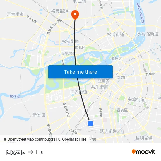 Sunshine Homes to Hiu map