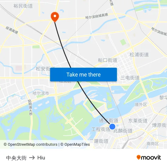 Central Street to Hiu map