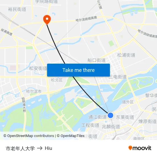 City Elderly University to Hiu map