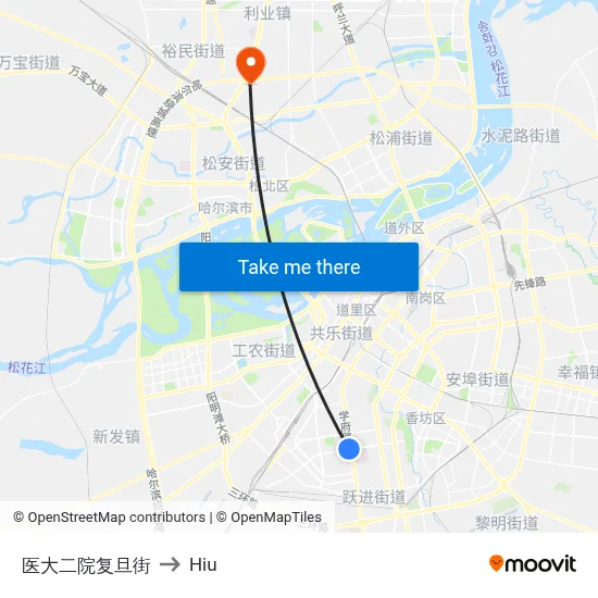 Second Hospital Medical University - Fudan Street to Hiu map