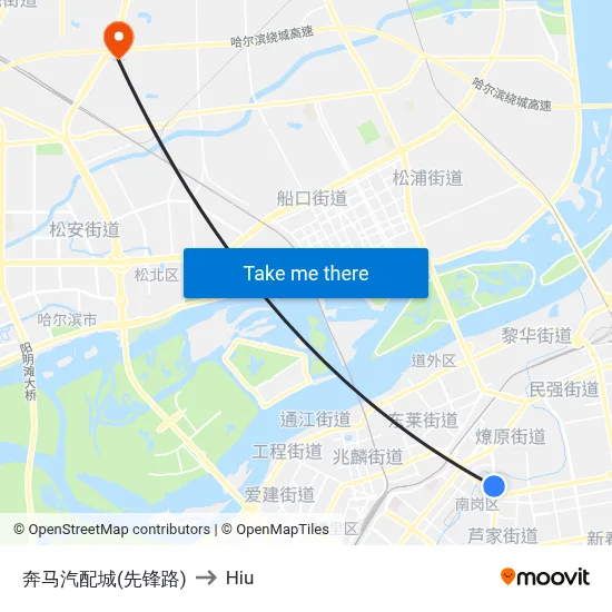 Benma Auto Parts City (Xianfeng Road) to Hiu map