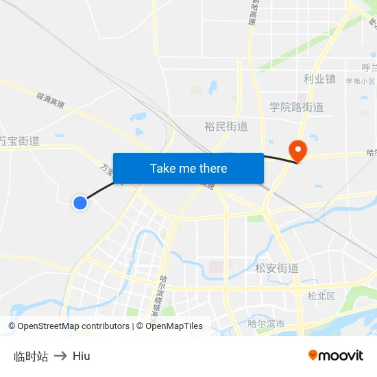 Temporary Station to Hiu map