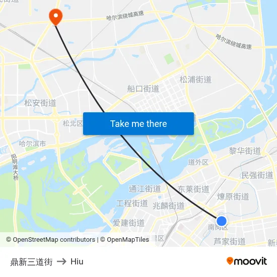 Dingxin 3rd Street to Hiu map