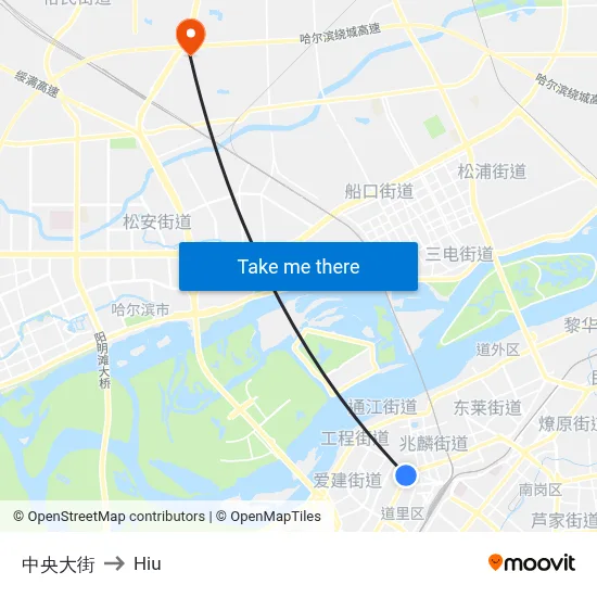 Central Street to Hiu map