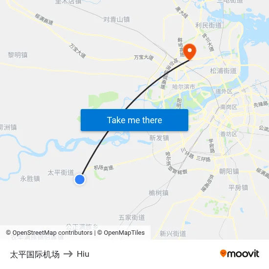 Taiping International Airport to Hiu map