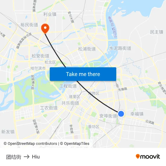 Unity Street to Hiu map