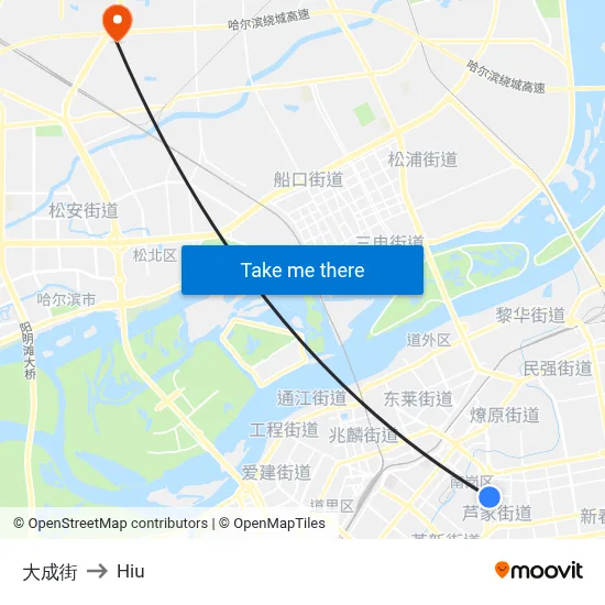Dacheng Street to Hiu map
