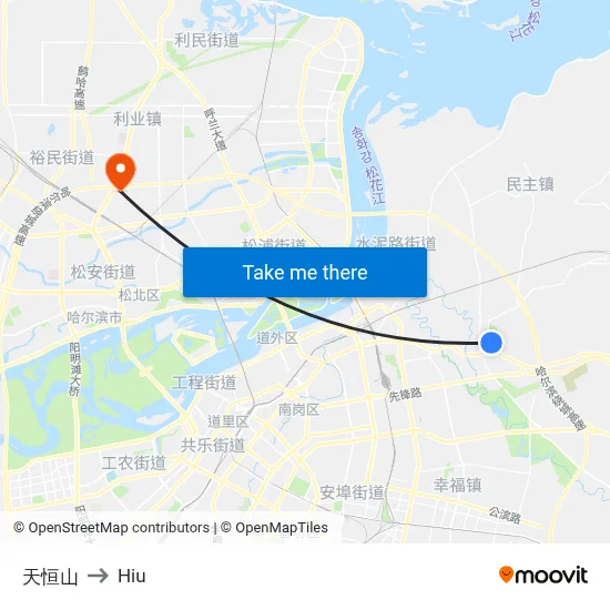 Tianheng Mountain to Hiu map