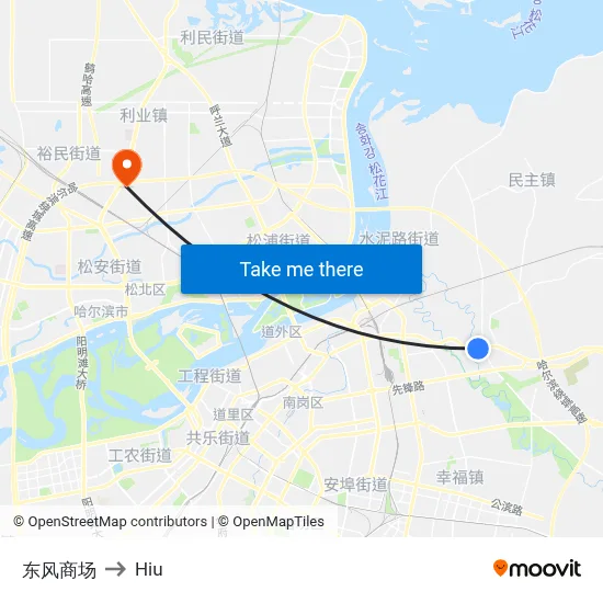 Dongfeng Shopping Center to Hiu map