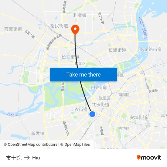 City 10th Hospital to Hiu map