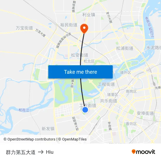 Qunli 5th Avenue to Hiu map