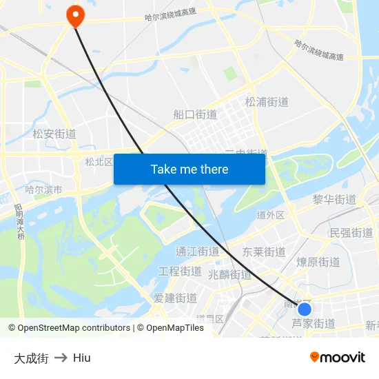 Dacheng Street to Hiu map