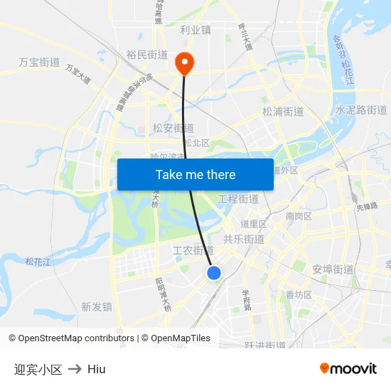 Yinbin Residential Area to Hiu map