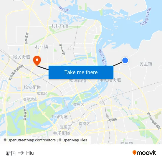 Xinguo to Hiu map