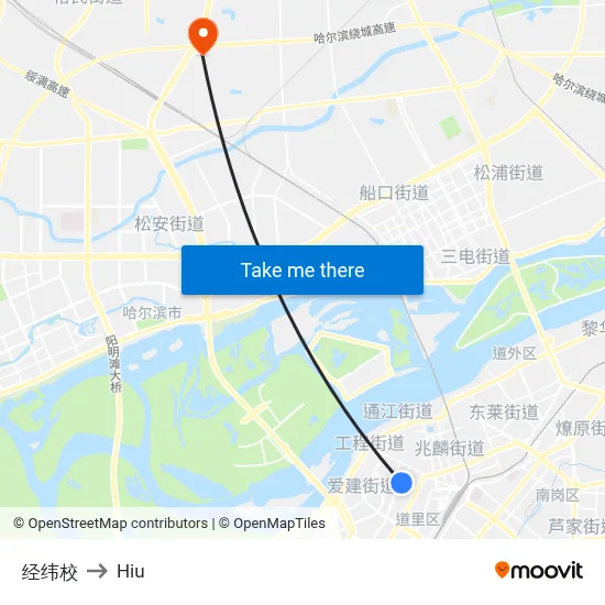 Jingwei School to Hiu map