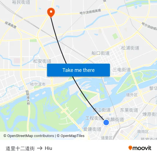 Daoli 12th Street to Hiu map
