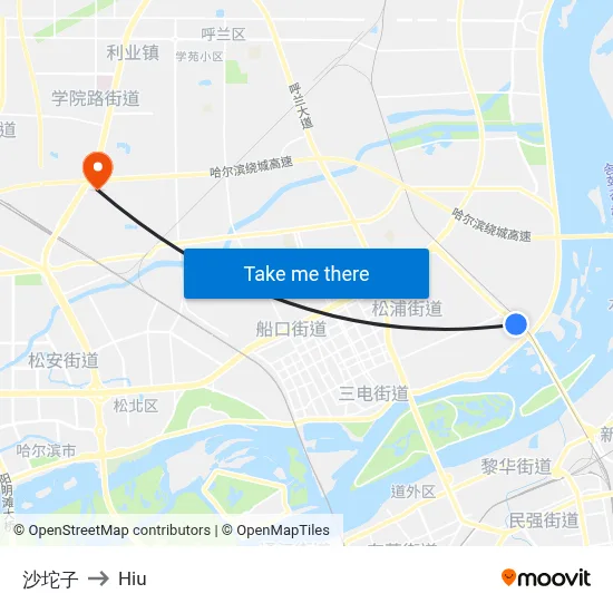 Shatao Zi to Hiu map