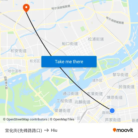 Xuanhua Street (Xianfeng Intersection) to Hiu map