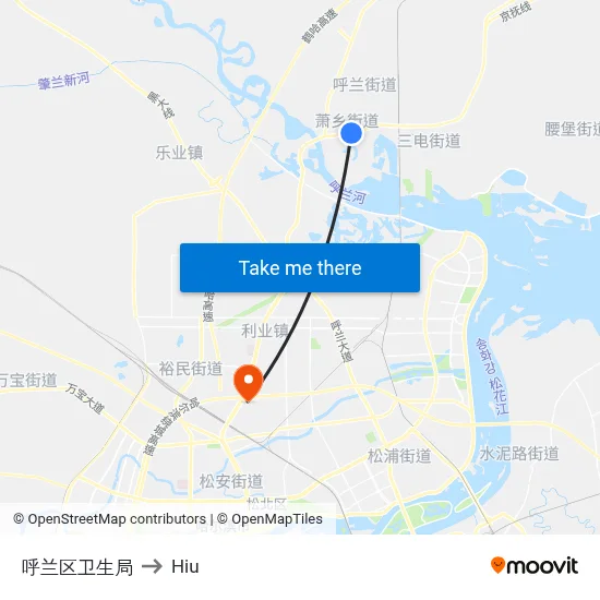 Hulan District Health Bureau to Hiu map
