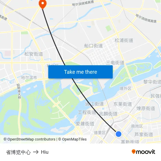 Provincial Exhibition Center to Hiu map