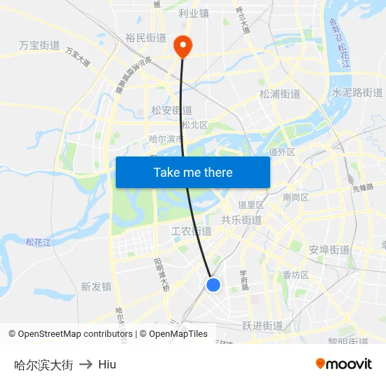 Harbin Street to Hiu map