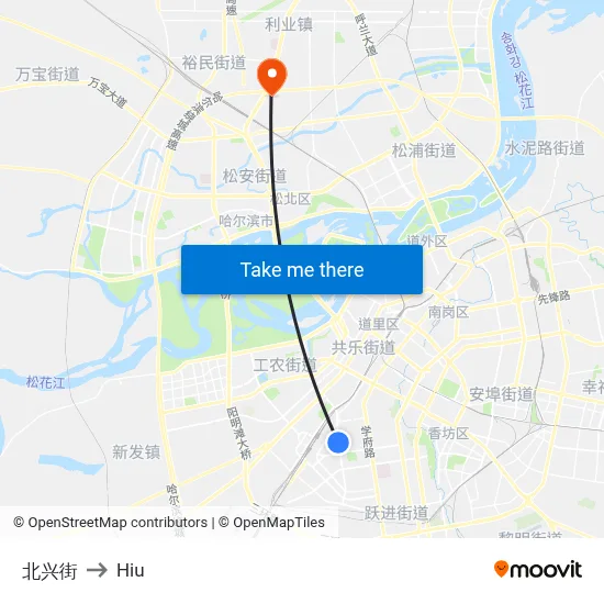 Beixing Street to Hiu map