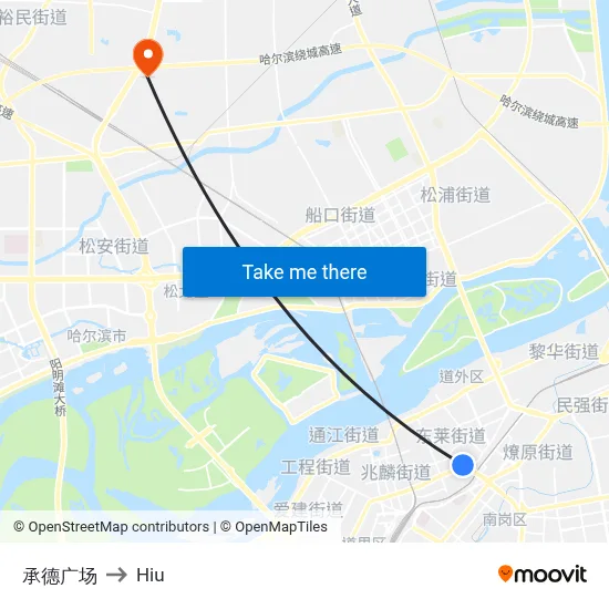 Chengde Square to Hiu map