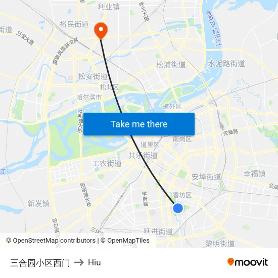 Sanheyuan West Gate to Hiu map