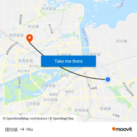 团结镇 to Hiu map