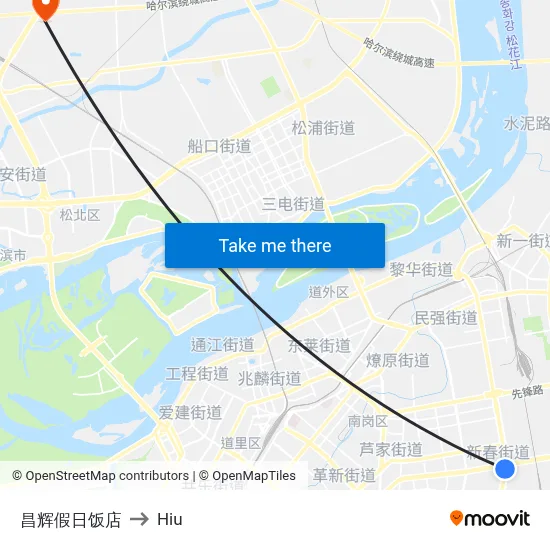 昌辉假日饭店 to Hiu map