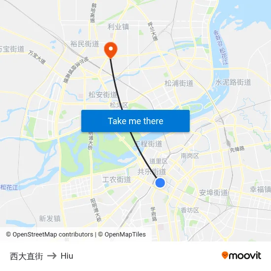 West Dazhi Street to Hiu map