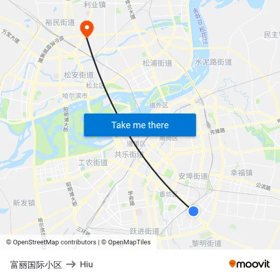 富丽国际小区 to Hiu map