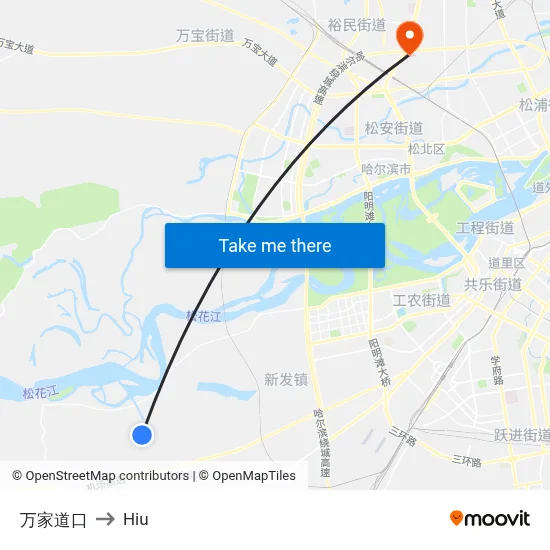 Wanjia Crossing to Hiu map