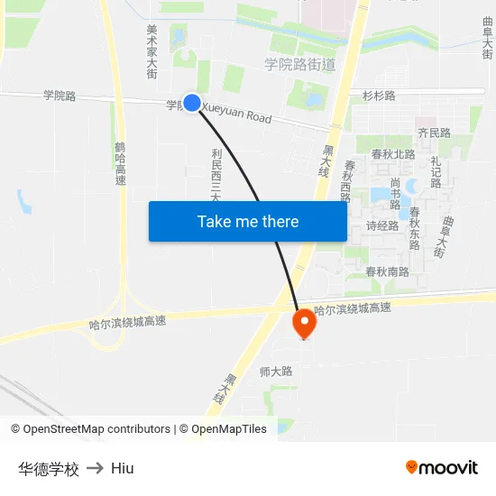 Huade School to Hiu map