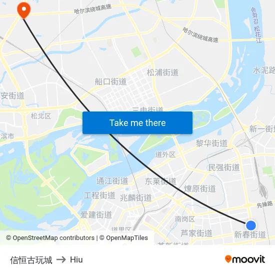 Xinheng Antique City to Hiu map