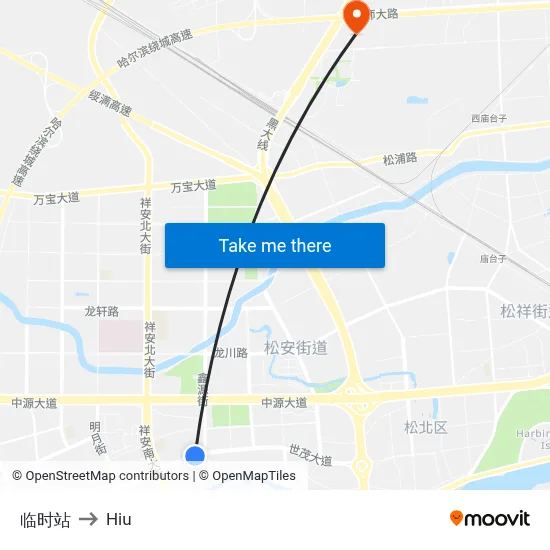 Temporary Station to Hiu map