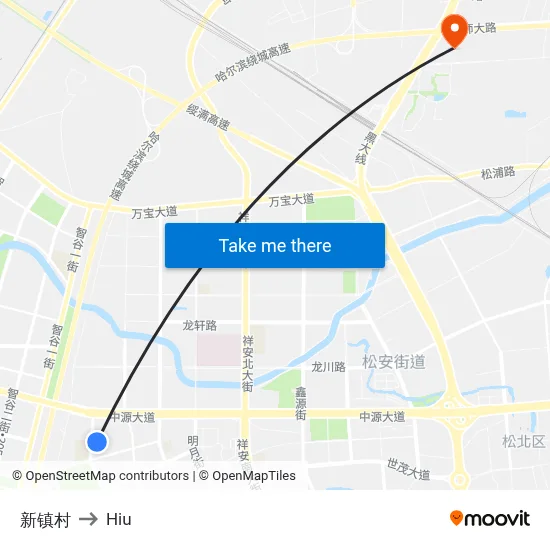 New Town Village to Hiu map