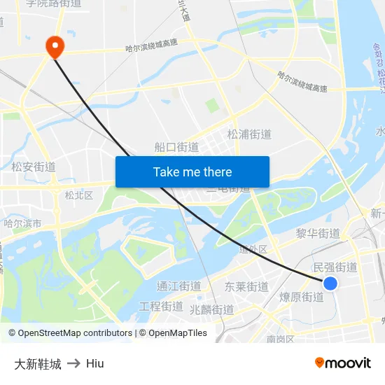 Daxin Shoe City to Hiu map