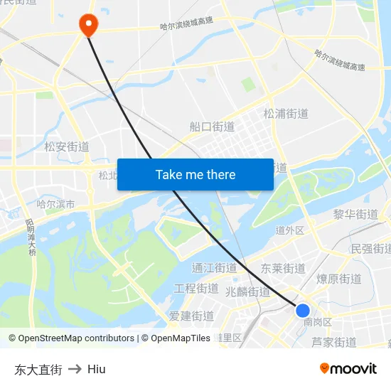 East University Street to Hiu map
