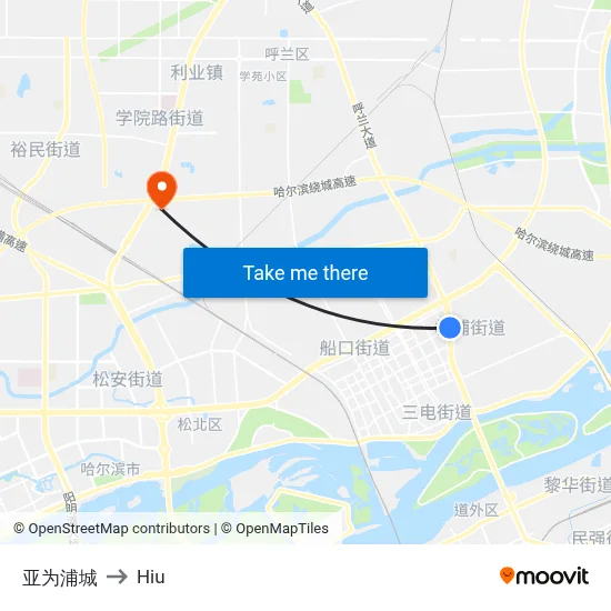Yawei Pucheng to Hiu map