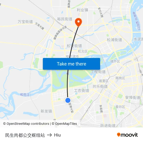 Minsheng Shangdu Transit Hub to Hiu map