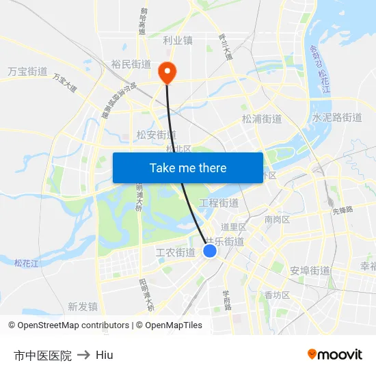 City Traditional Chinese Medicine Hospital to Hiu map