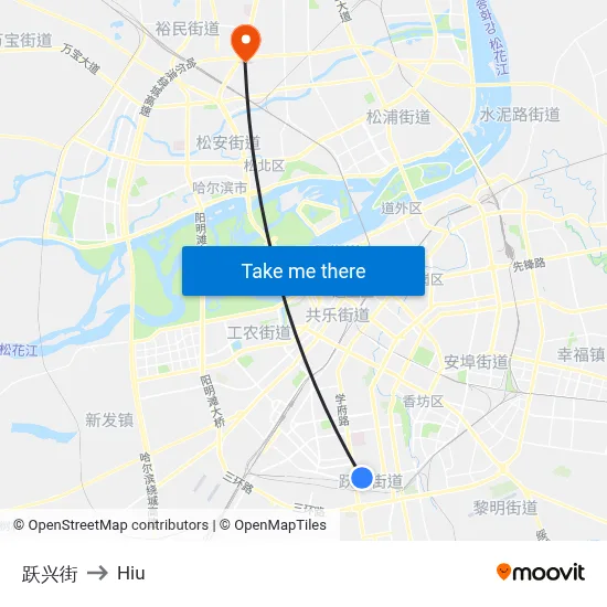 Yuexing Street to Hiu map