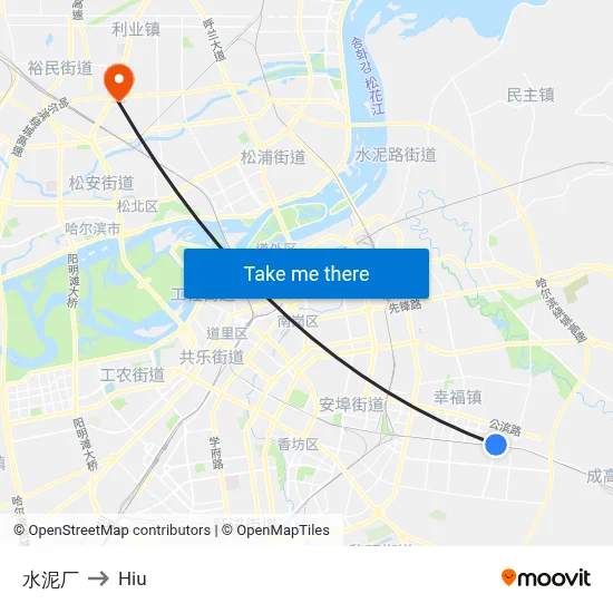 Cement Factory to Hiu map