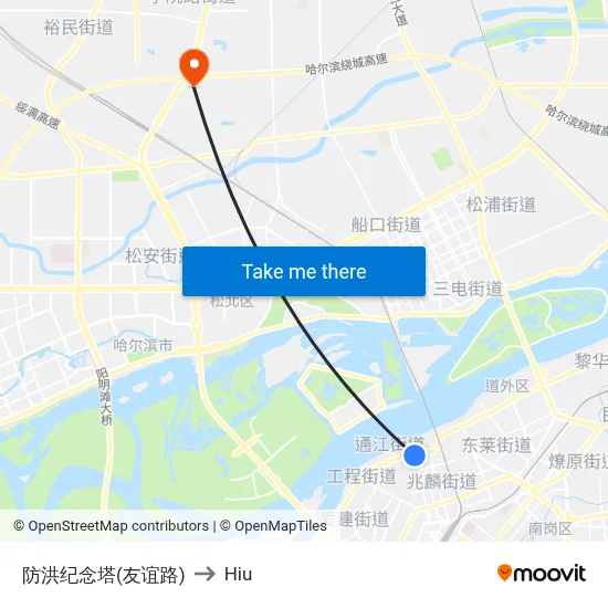 Flood Control Memorial Tower (Youyi Road) to Hiu map